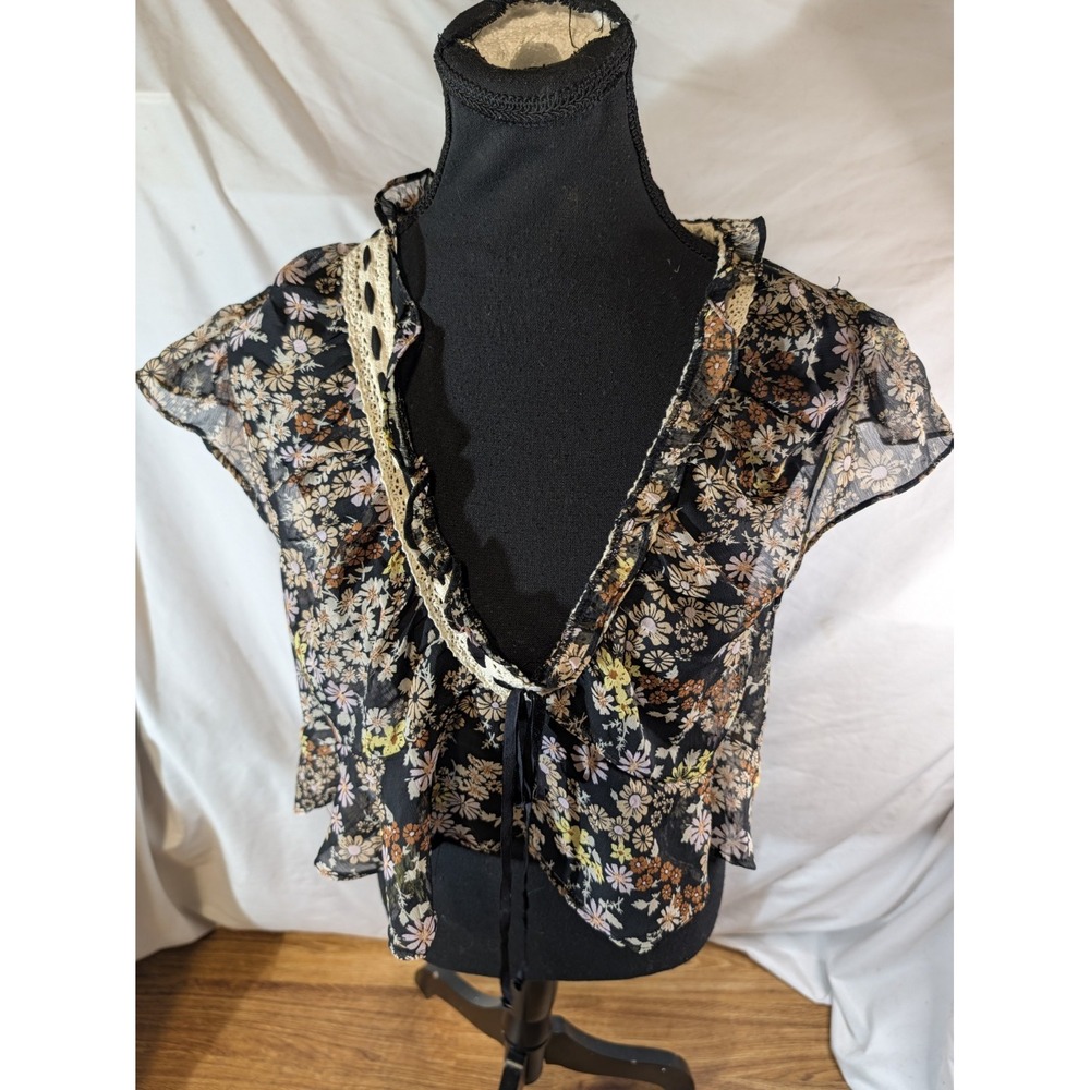 free people rylee printed top Floral Size M Sheer